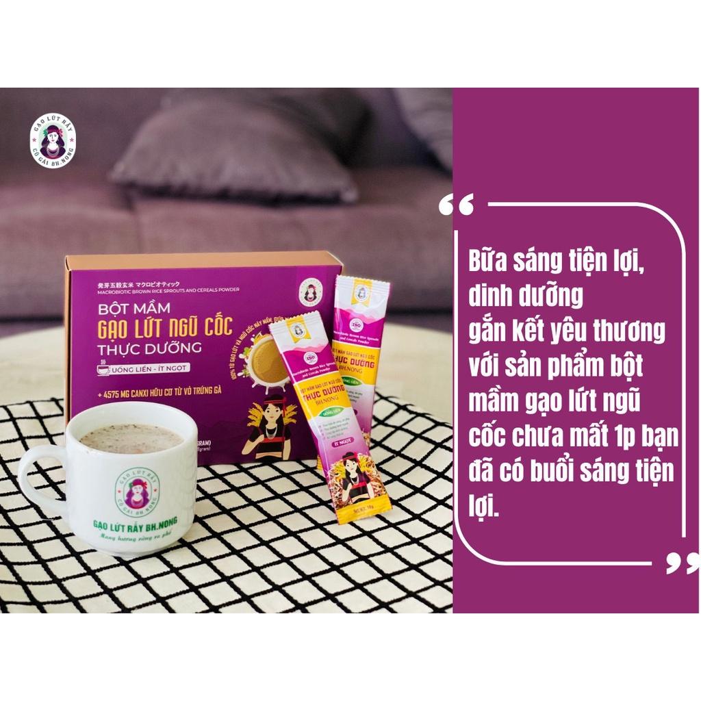 Bột ngũ cốc dinh dưỡng mầm gạo lứt Bhnong, dạng gói 18g bổ sung canxi hữu cơ, tiện lợi cho bữa sáng