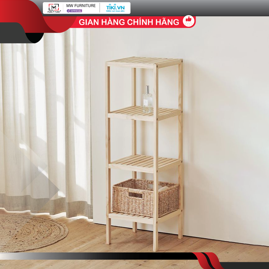 KỆ GỖ VUÔNG TRANG TRÍ 4 TẦNG - SHELF 4F MÀU GỖ