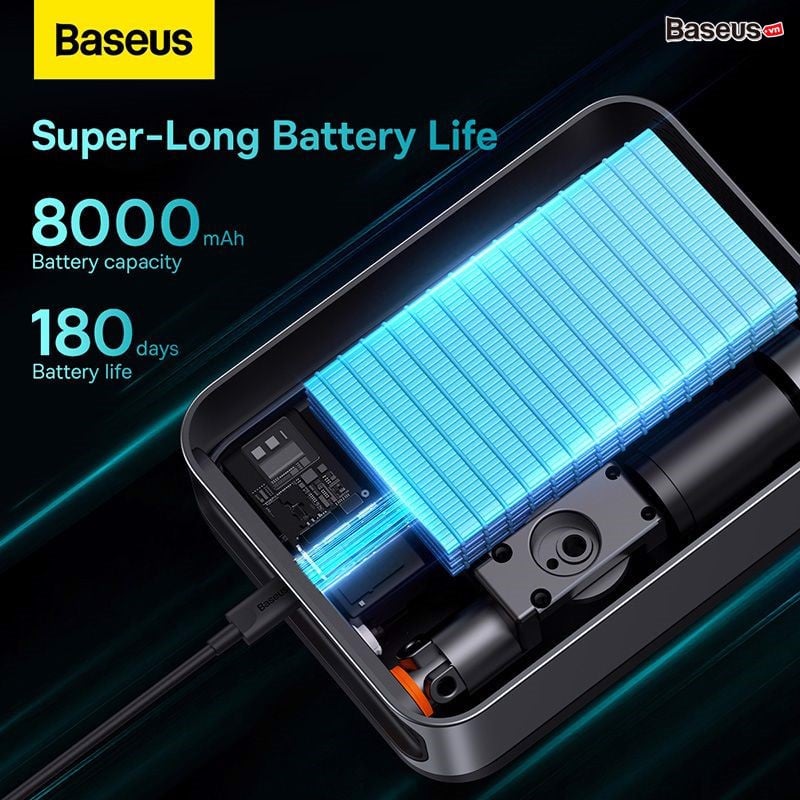 Bơm Lốp Đa Năng Kiêm Kích Bình Ô Tô Baseus Super Energy 2-in-1 Jump Starter Sạc Pin Cầm Tay 8000mAh CGCN000001- Hàng chính hãng