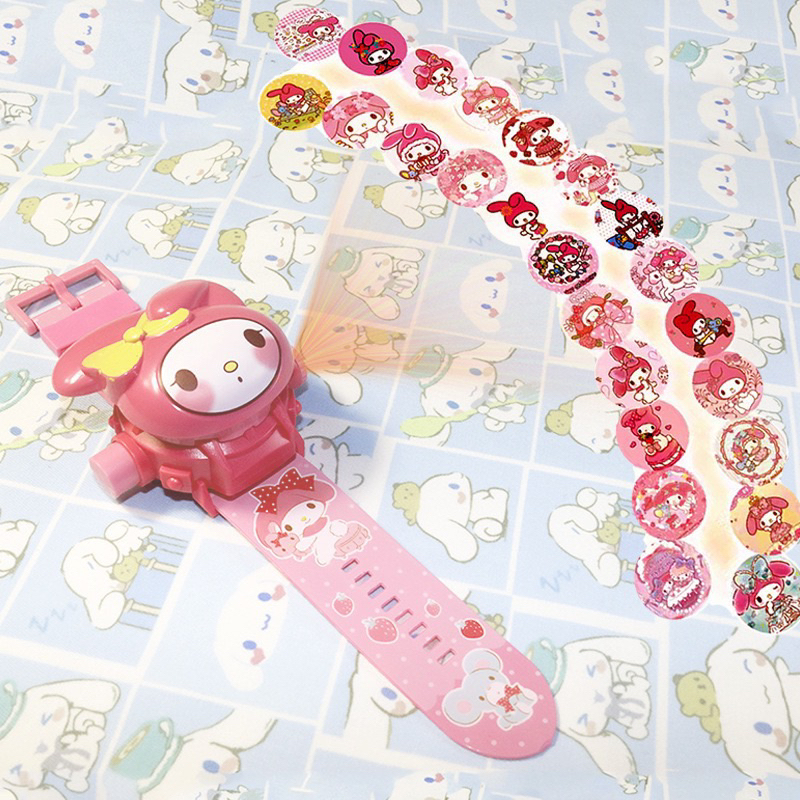 Đồng Hồ Điện Tử Thông Minh Chiếu Hình 3D Kuromi Gấu Dâu Kitty Melody Elsa Cho Bé Trai Bé Gái
