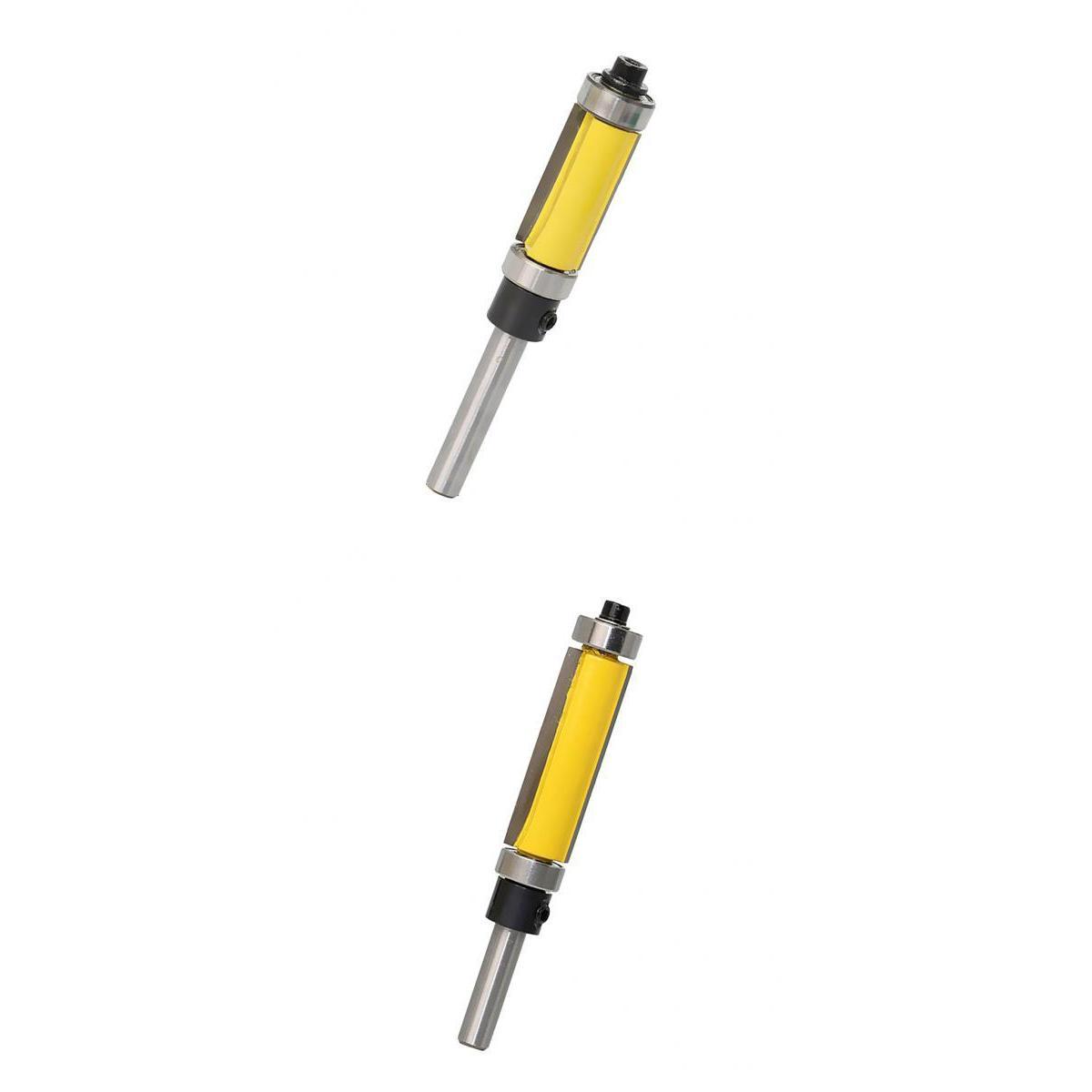 Pack of 2 Flush Trim Pattern Router Bit 1/4'' Shank Top Bottom Bearing