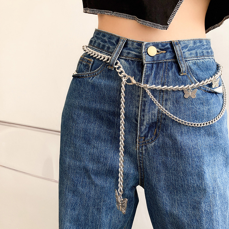 Thắt lưng nam nữ bản nhỏ belt xích mix cánh bướm độc đáo phong cách hip hop phụ kiện trang trí quần áo hot trend xu hướng mới