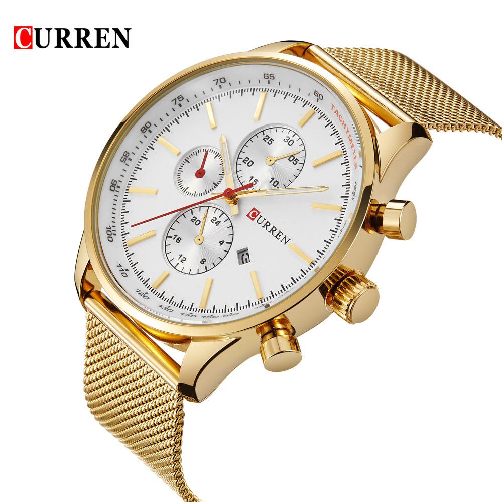 Đồng hồ đeo tay CURREN 2016 Thương hiệu Sang trọng dành cho Nam giới Chống nước - Bạc & Trắng