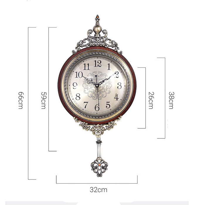 Đồng hồ cổ điển phong cách Bắc âu, Đồng hồ treo tường cổ điển, đồng hồ quả lắc kim trôi, đồng hồ treo tường tân cổ điển