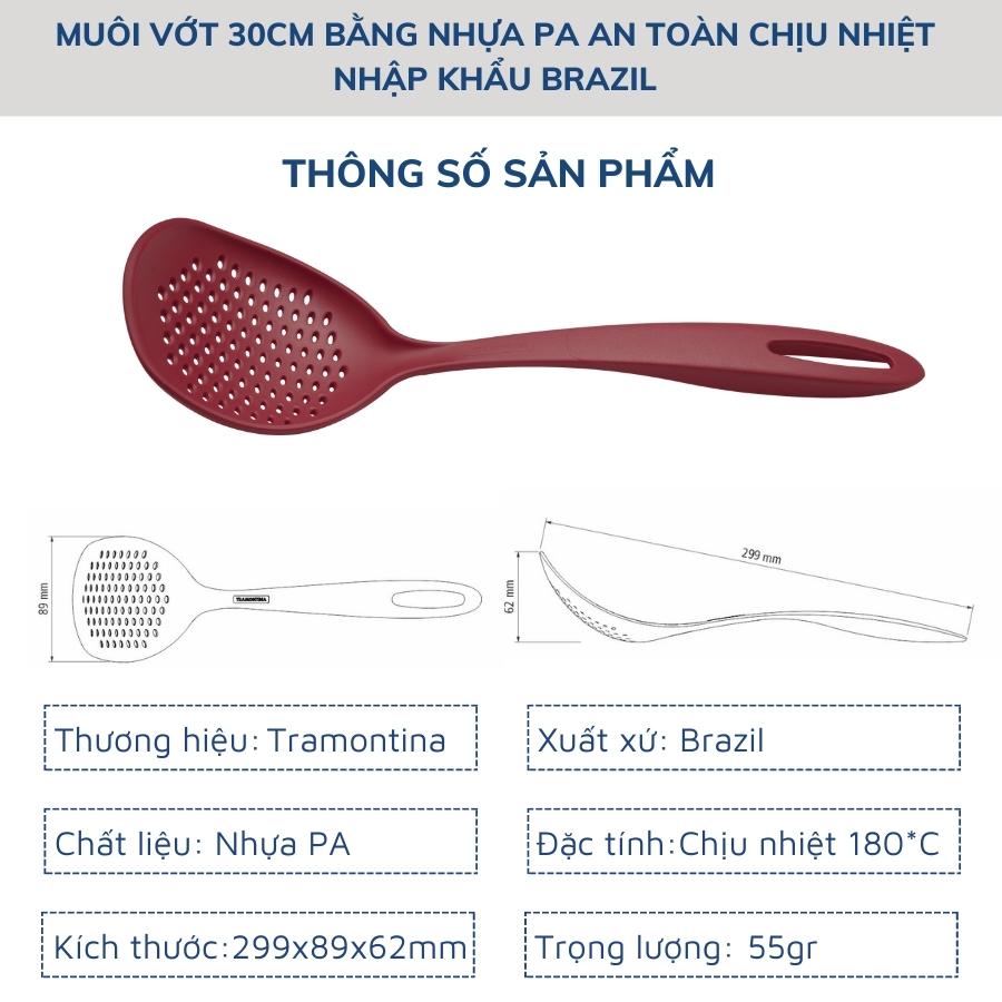 Combo 2 Dụng Cụ Nấu Ăn Gồm 1 Muôi Vớt/Vá Có Lỗ 30cm và 1 Thìa Múc Canh Sâu Lòng 30cm TRAMONTINA Chất Liệu Nhựa Chịu Nhiệt An Toàn Sản Xuất Tại BRAZIL - Hàng Chính Hãng