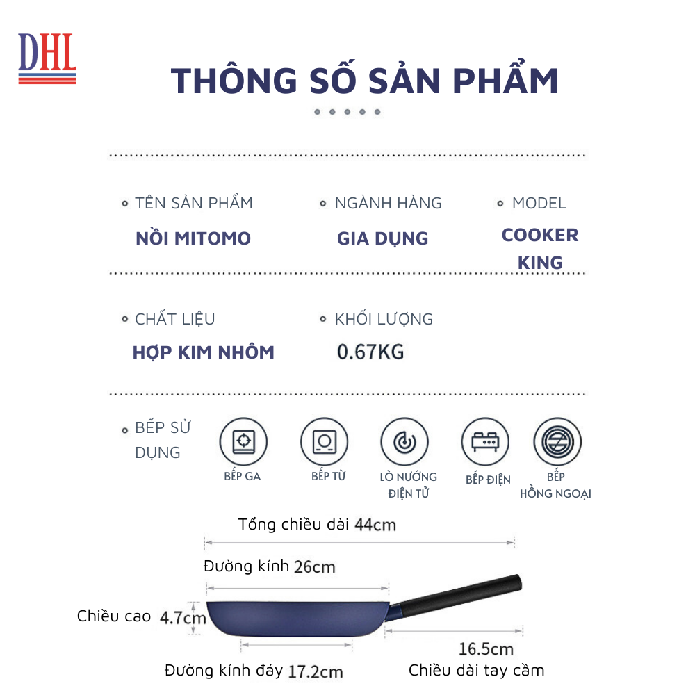 Chảo chông dính vân đá cao cấp hàn quốc Mitomo Cooker King siêu bền- Hàng chính hãng