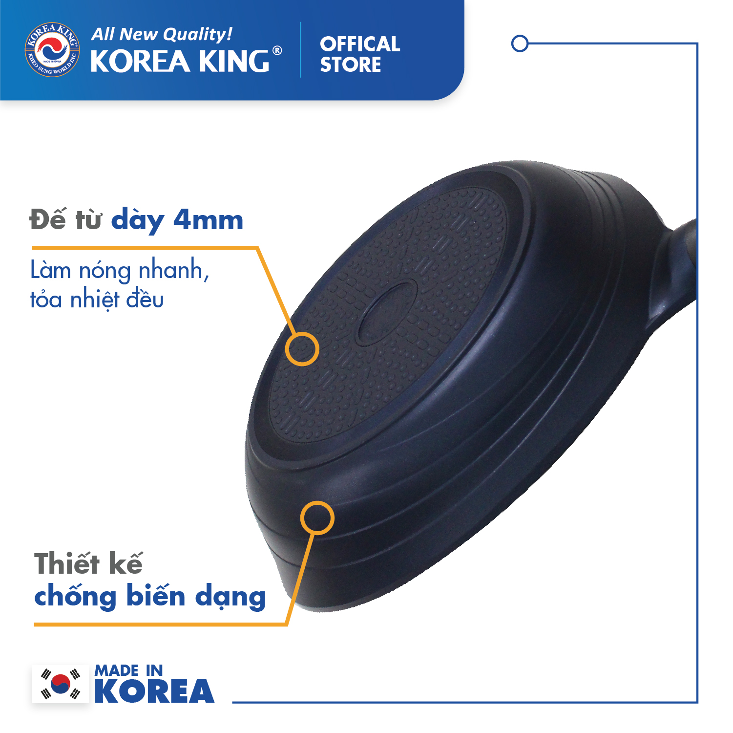 Combo 2 chảo sâu, cạn Colormic Korea King (1 chảo cạn 20cm và 1 chảo sâu 26cm)-Hàng chính hãng