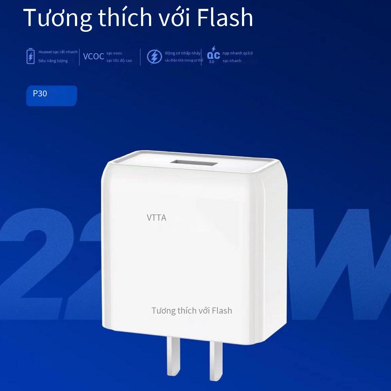 Bộ sạc Vtop P30 kiểu dáng mới nhất dòng chứng nhận 3C 22.5W tương thích hoàn toàn với bộ đầu sạc nhanh và sạc flash loại phổ thông