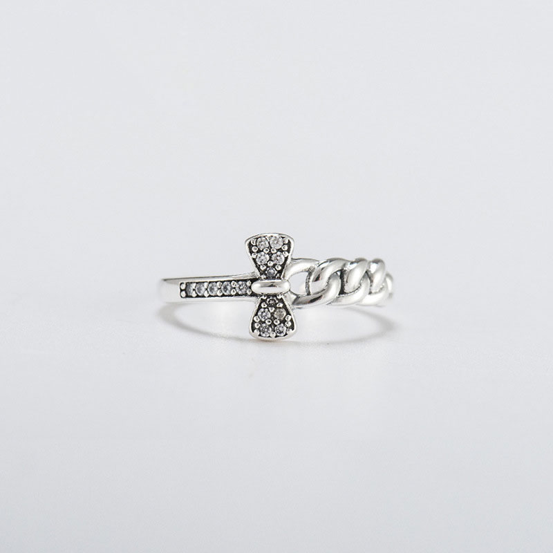 Nhẫn Bạc Nữ | Nhẫn Nữ Bạc Thái Hình Nơ - Móc Xích Cá Tính N1717 - Bảo Ngọc Jewelry
