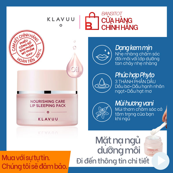 MẶT NẠ NGỦ DƯỠNG MÔI KLAVUU _ NOURISHING CARE LIP SLEEPING PACK 20g