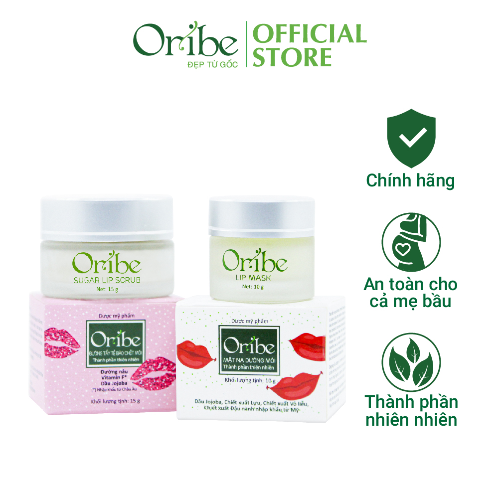 Combo Tẩy Tế Bào Chết Và Mặt Nạ Dưỡng Môi Oribe Mềm Mại, Môi Hồng Tự Nhiên 25g