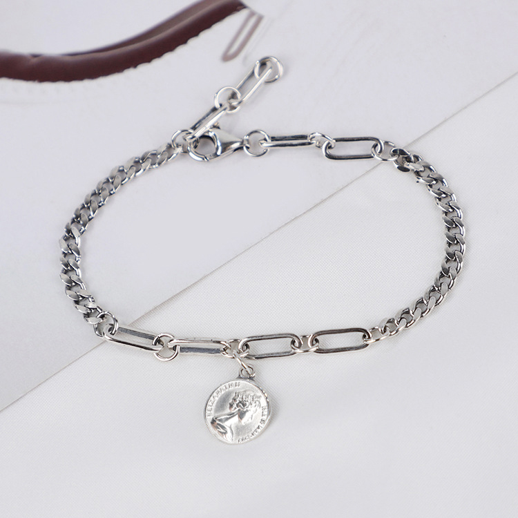 Lắc tay vòng tay cổ điển mix nhiều loại xích hợp kim titan không đen