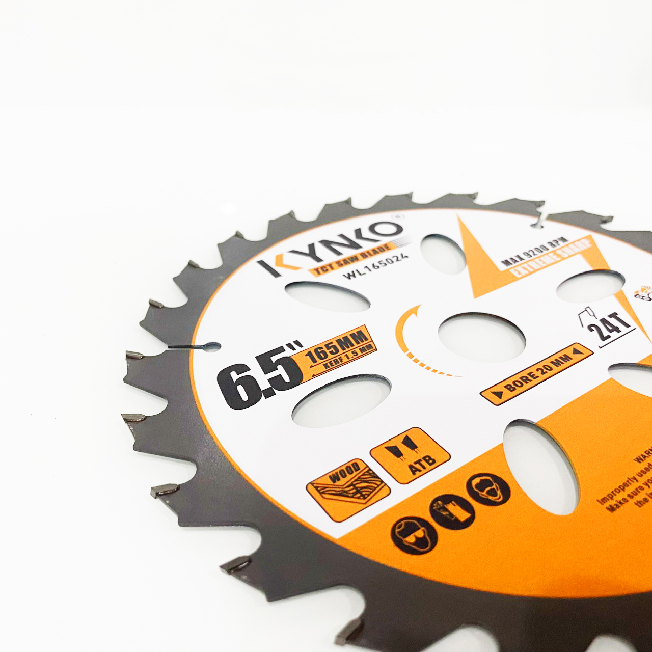 Lưỡi cưa gỗ siêu mỏng cho máy pin 24 răng đường kính Ø 165mm KYNKO WL165024