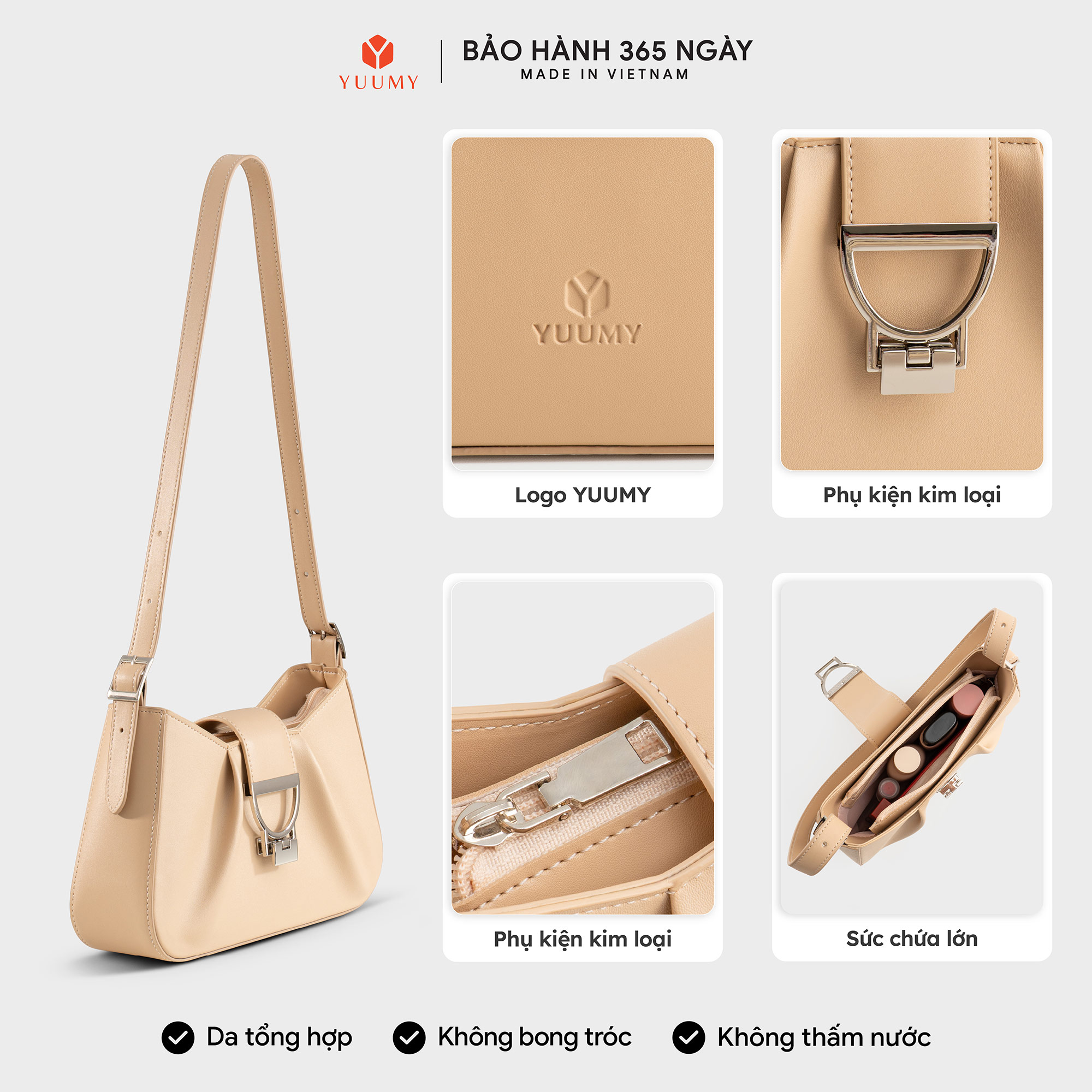 Túi Yuumy ( Thời trang nữ thiết kế khoá cách điệu sang chảnh size 26 - Túi đeo vai da Seasand YN296 )