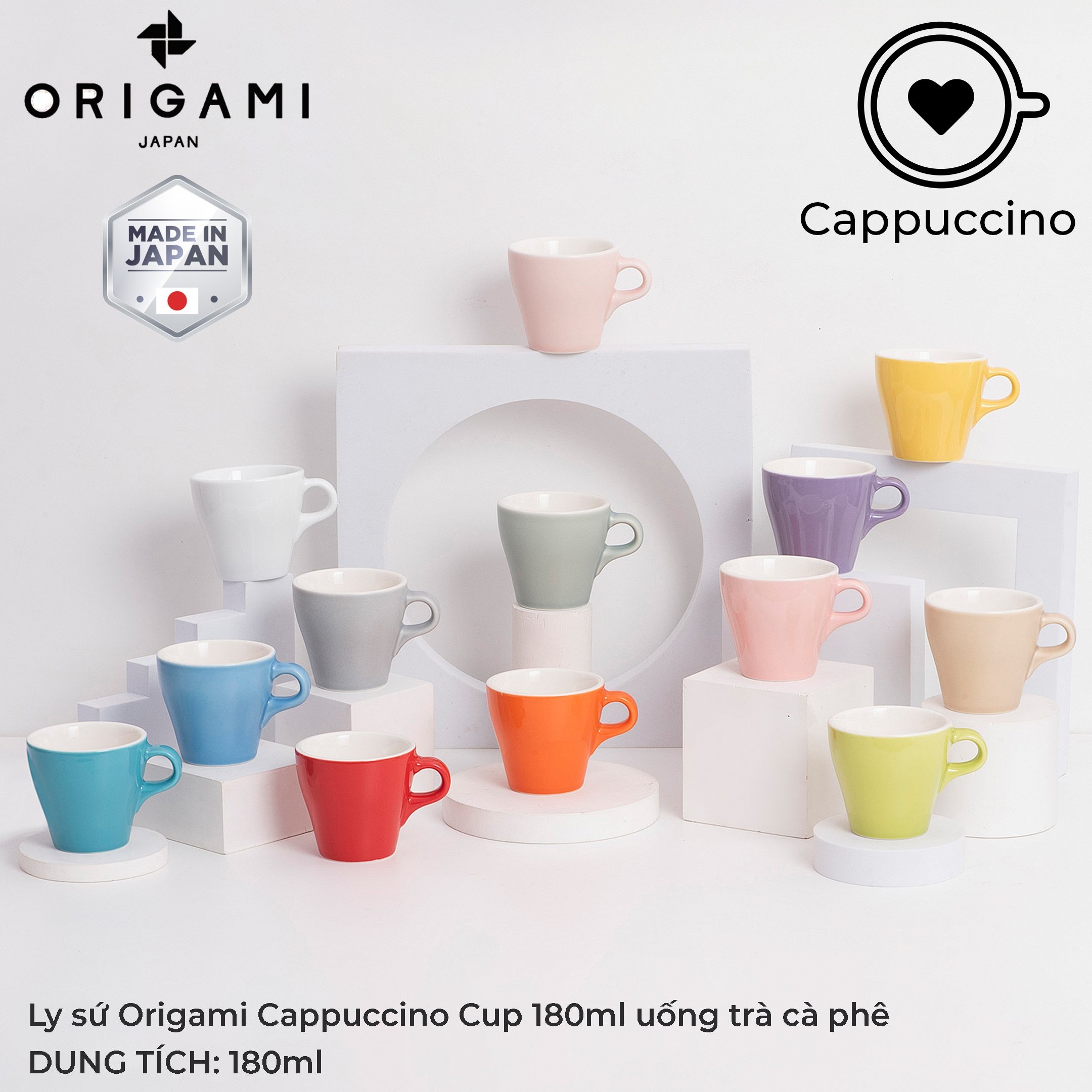 Ly sứ Origami Cappuccino Cup 180ml uống trà cà phê