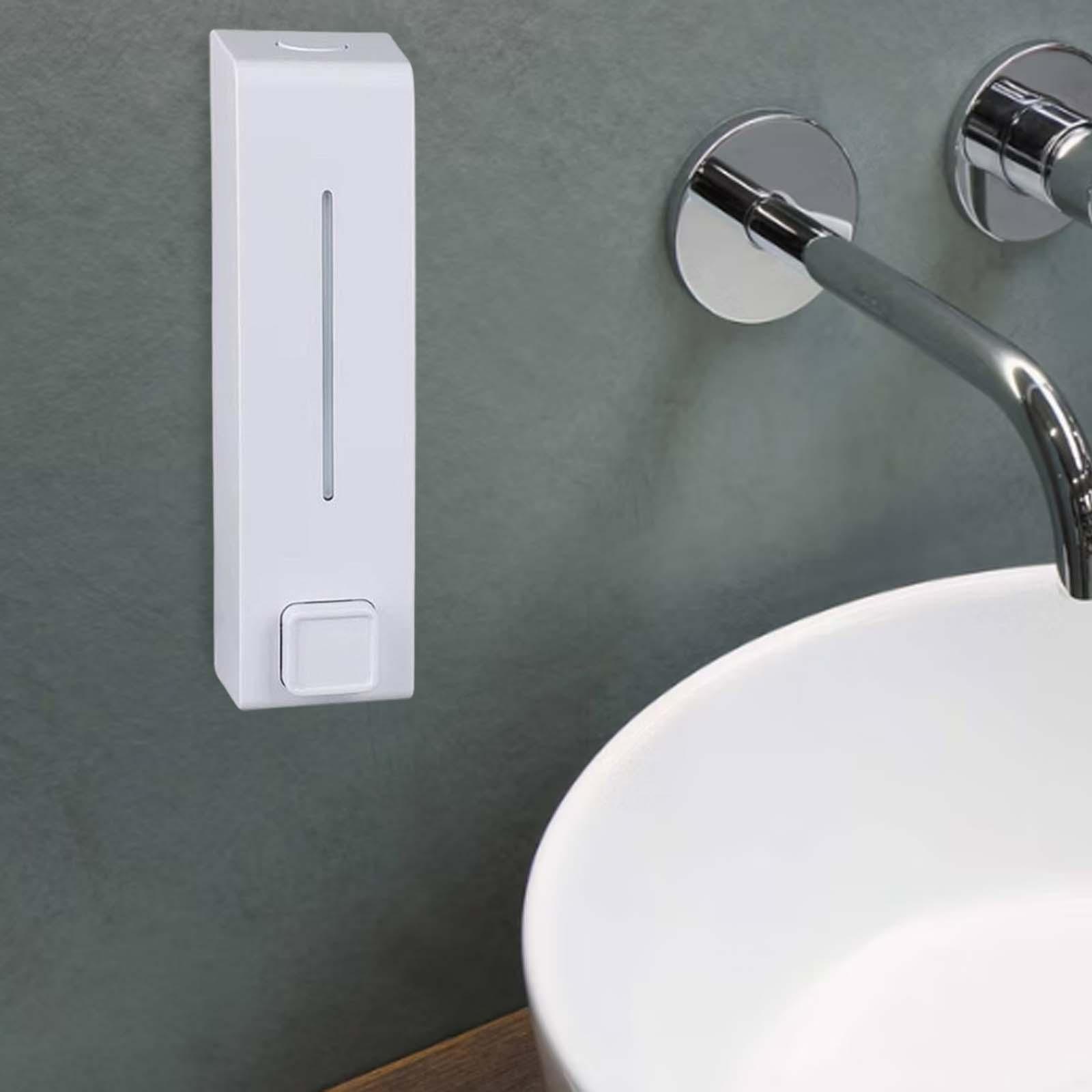 Soap Dispenser Bathroom Wall Mounted Hand Wash Gel Shampoo Toilet Kitchen White