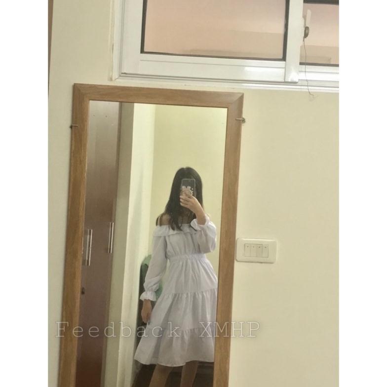 Váy trễ vai tay bo siêu xinh 2021 ND31