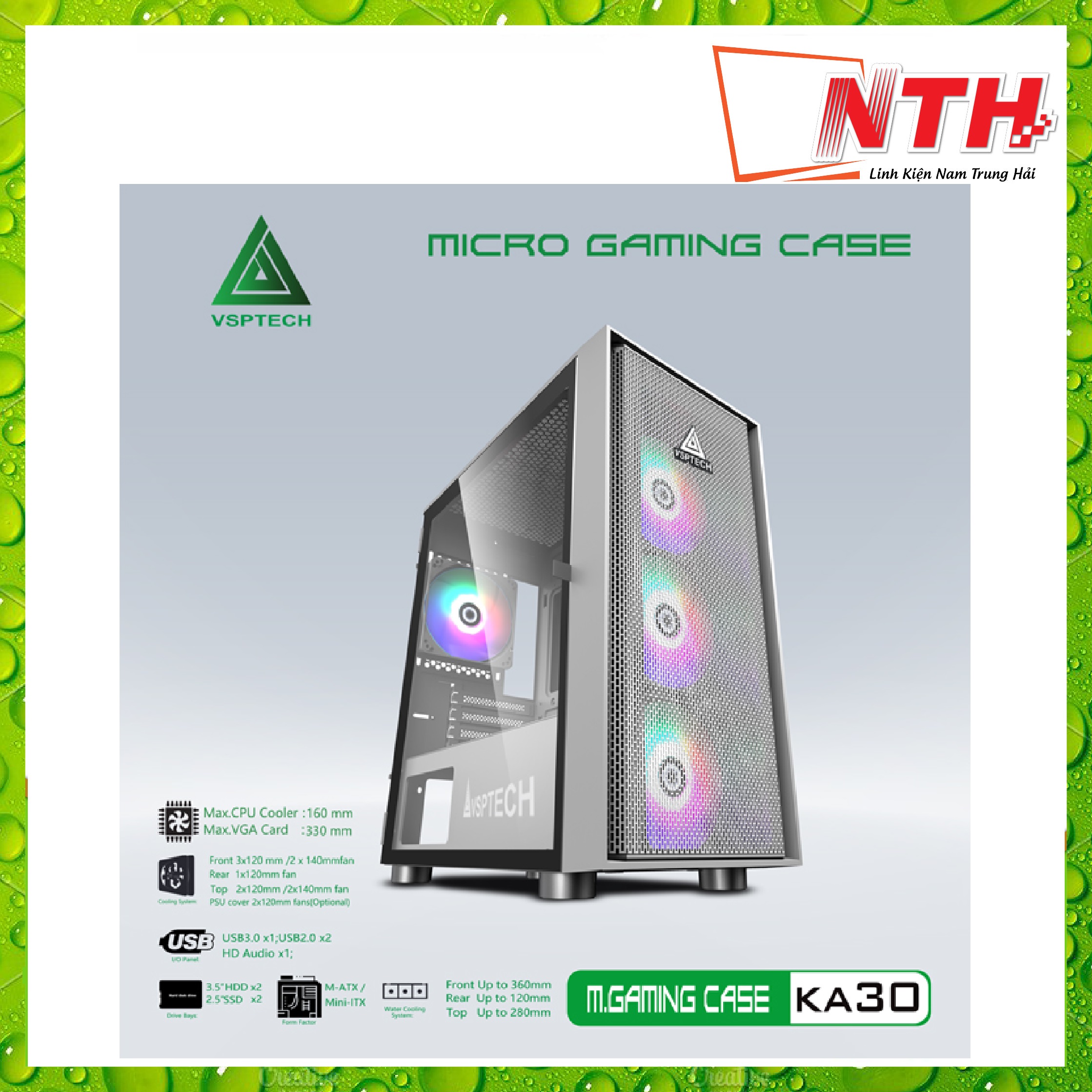 Case Gaming VSP HA01 Mini Tower - Màu Trắng - NTH - Hàng Nhập Khẩu