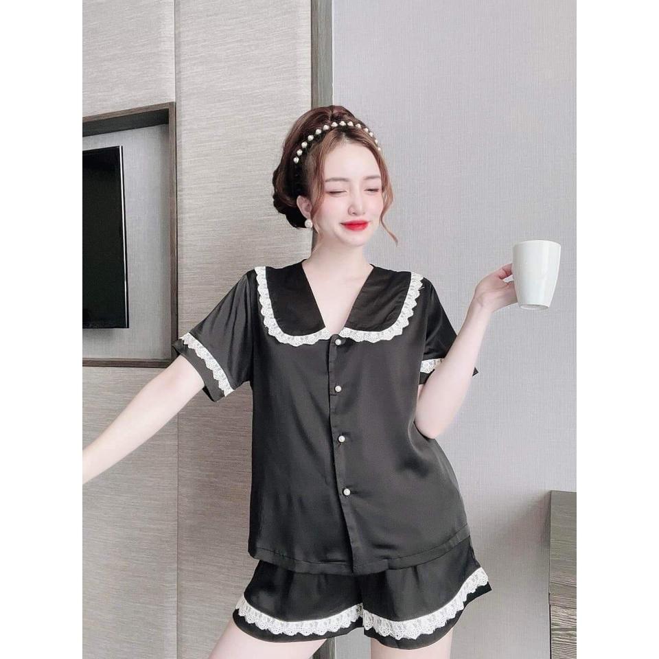 Đồ Mặc Nhà Quần Ngắn, Kiểu Tay Ngắn Và Quần Phối Ren XInh Xắn, Đồ Ngủ Lịch Sự, Phom Dưới 58kg