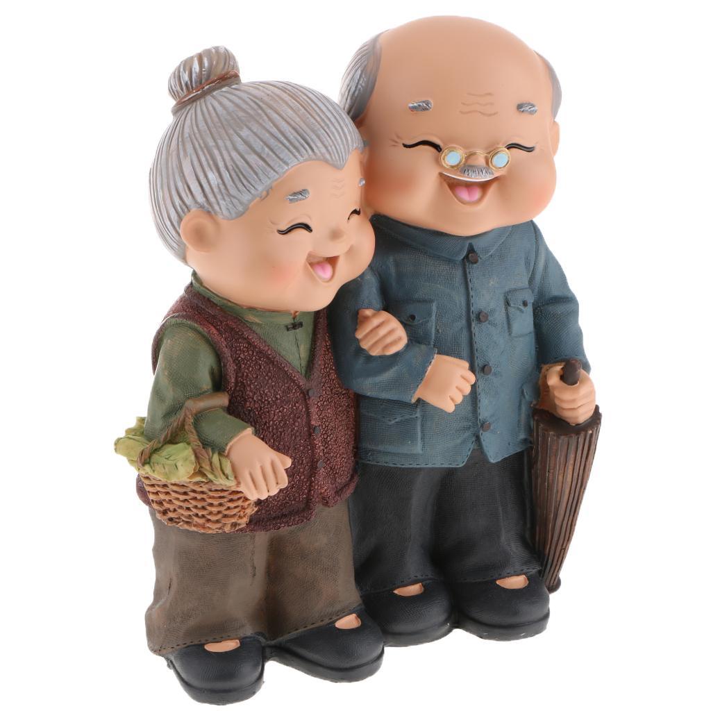 2 Pieces Creative Old Couple Ornaments Old Man Grandmother for Wedding