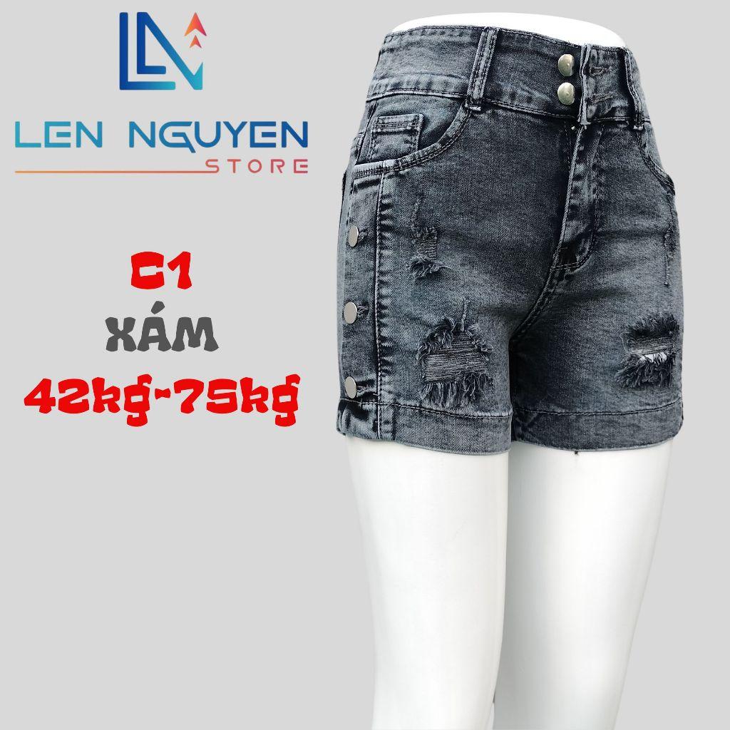 C1_Quần jean nữ, đùi, lưng cao, quần bò nữ dáng ôm, quần rin nữ có big size, cho 42kg đến 75kg,LEN NGUYEN STORE - Xanh Nhạt