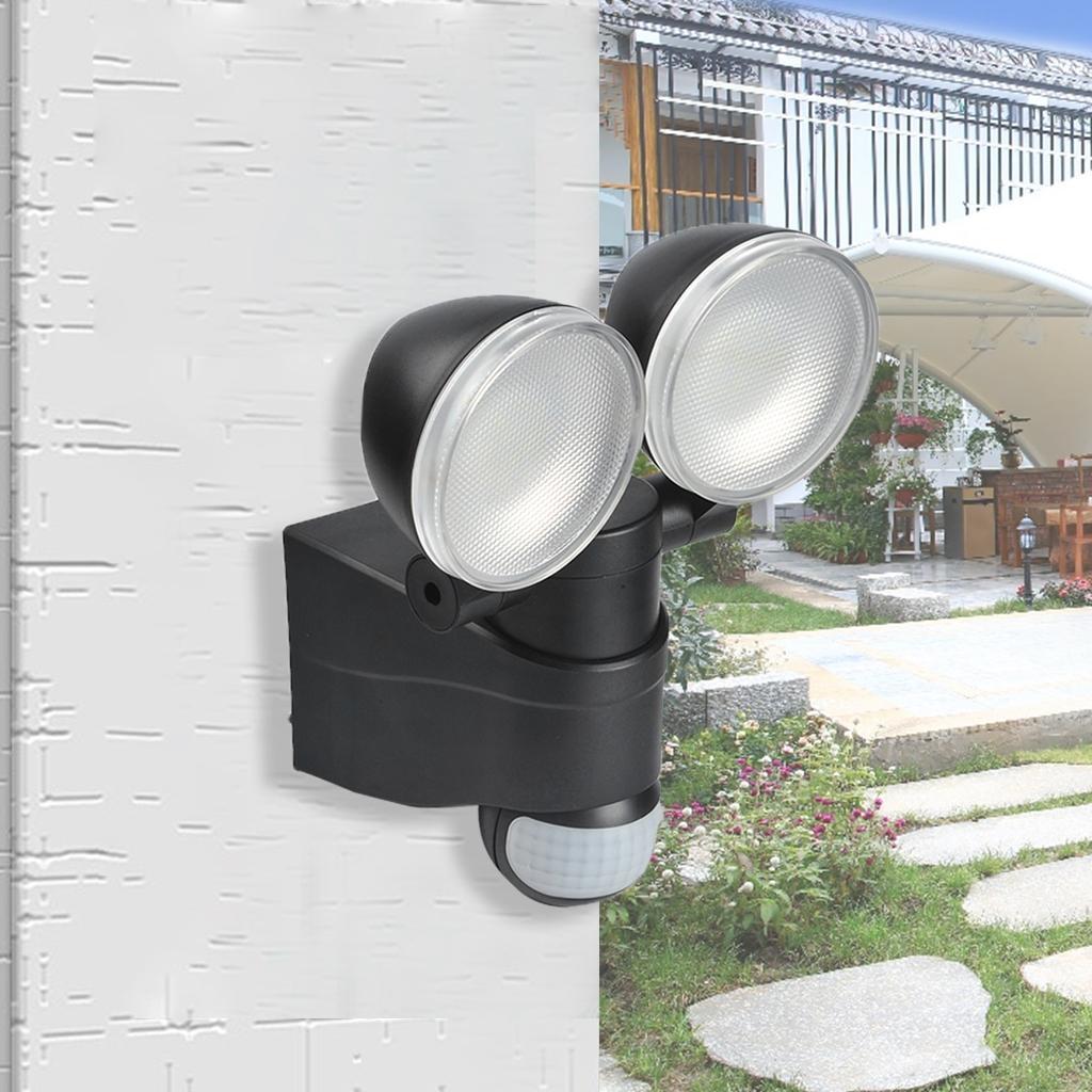 120 LED Solar Double Head Body Sensor Lamp Black