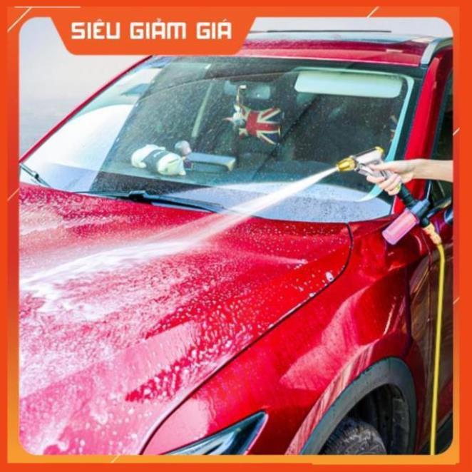 Bộ dây vòi xịt nước rửa xe,tưới cây đa năng, tăng áp 3 lần,loại 7m,10m 206236 đầu đồng, cút,nối nhựa đen+ tặng móc khoá