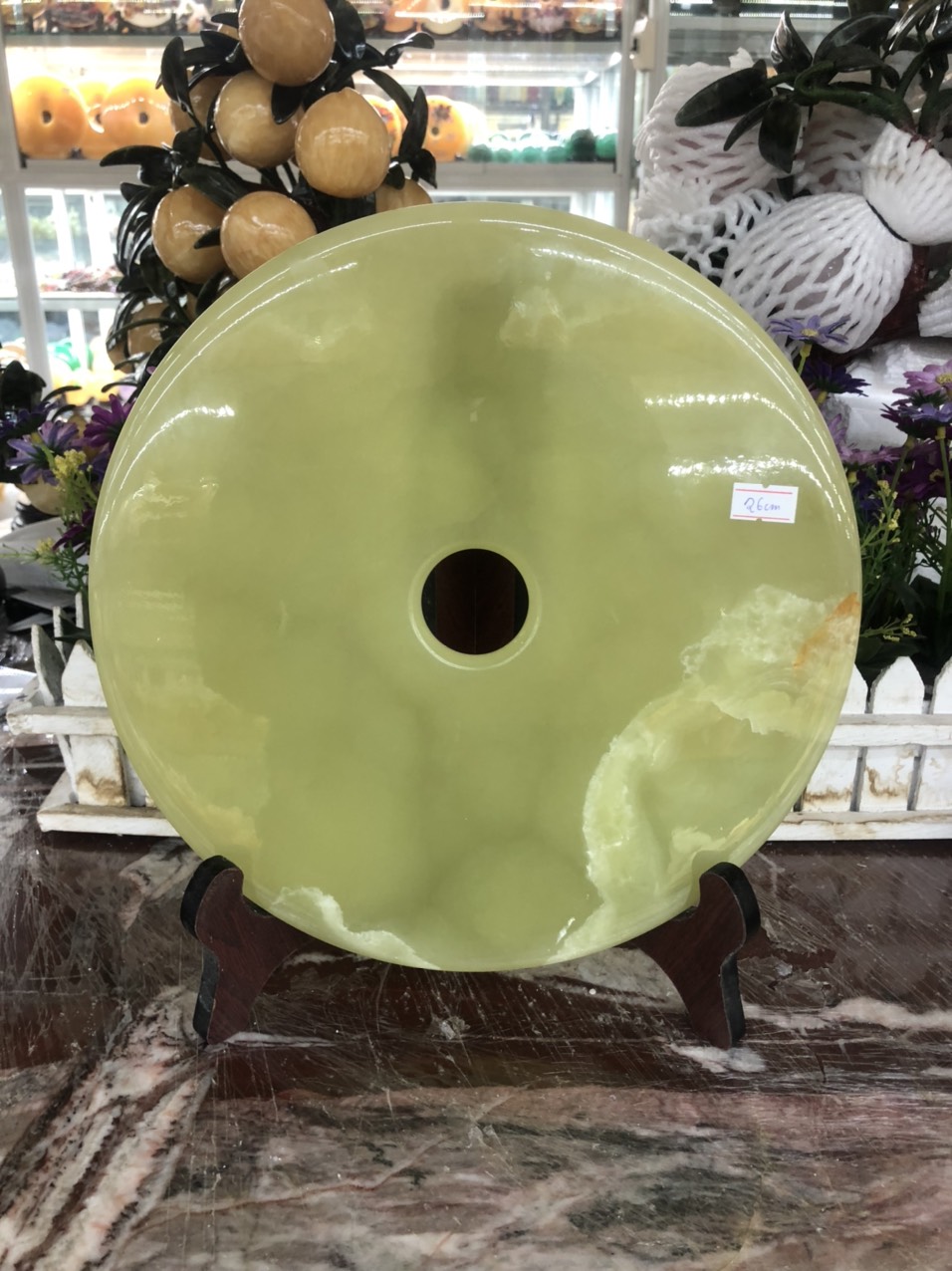 Đồng điếu, đồng tiền phong thủy đá ngọc Onyx - Đường kính 26 cm