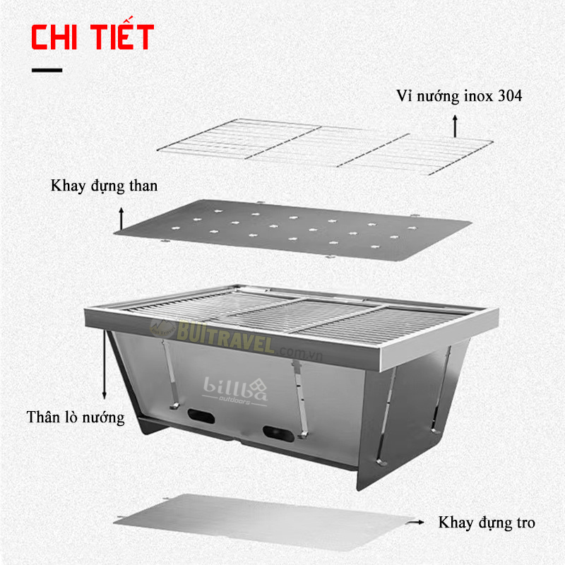 Bếp Nướng Than Hoa Gập Gọn - Lò Nướng BBQ