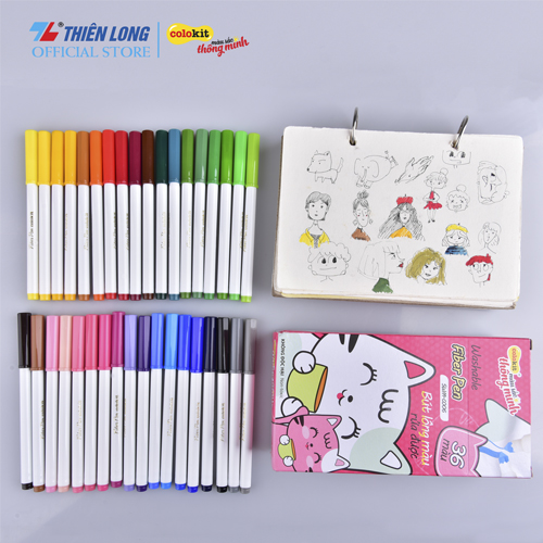 Combo Bút lông màu Fiber Pen Thiên Long Colokit 56 màu rửa được an toàn sử dụng tô màu, vẽ tranh, calligraphy