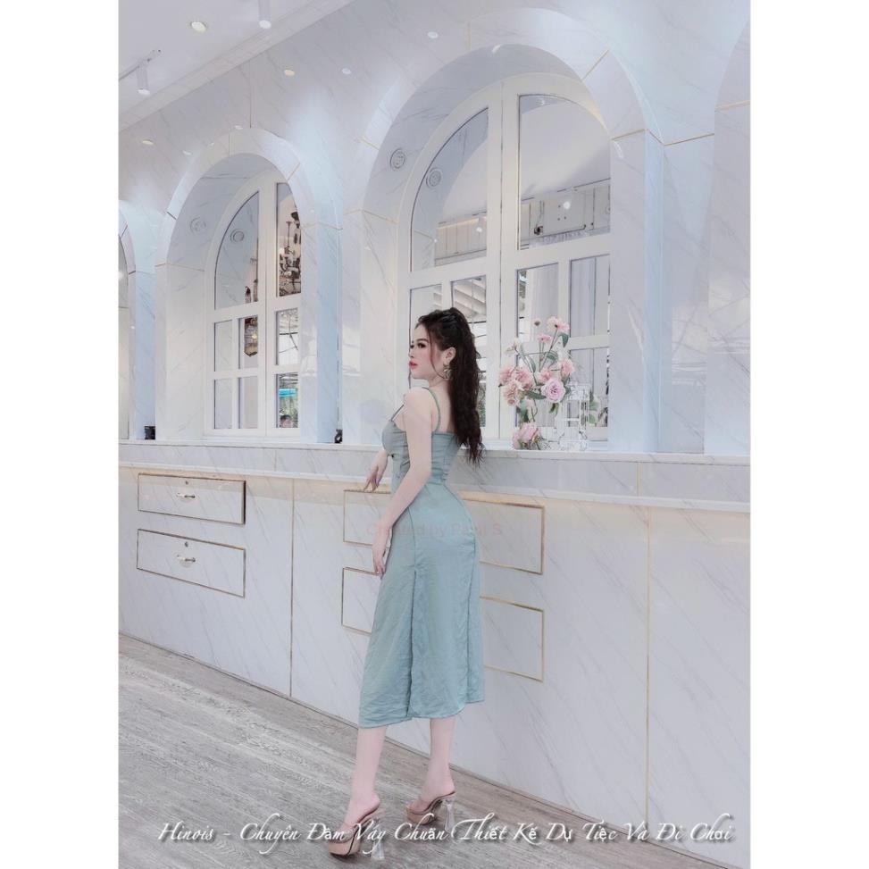 Đầm Dáng Suông 2 Dây, Váy Lụa Mềm Có Tag Đá Trước Ngực Cực Sang, Xẻ Đùi, Có 4 Màu Xanh Ngọc - Đen - Trắng - Đỏ có video
