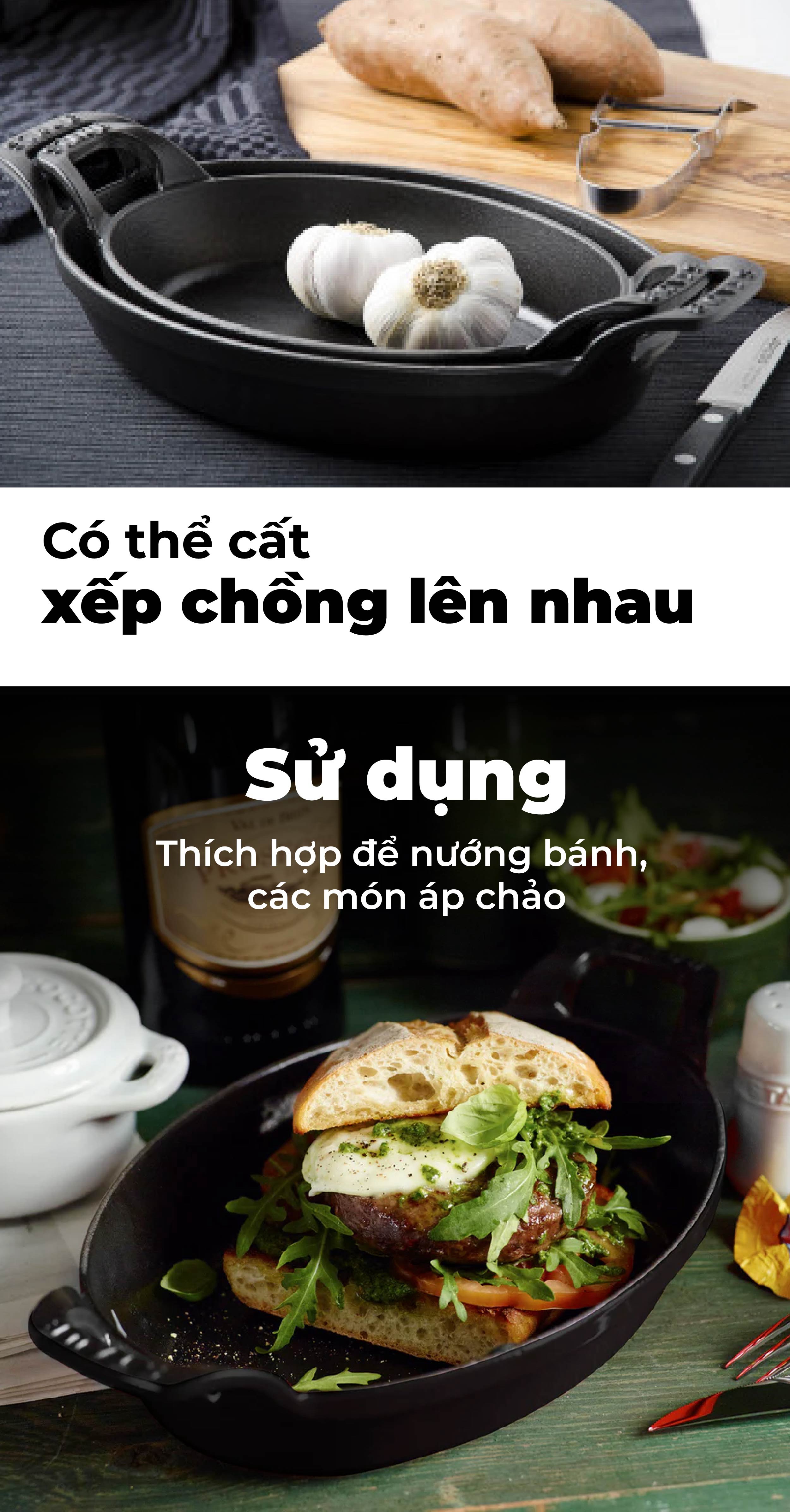 Staub - Khay oval màu đen - 37cm (B)