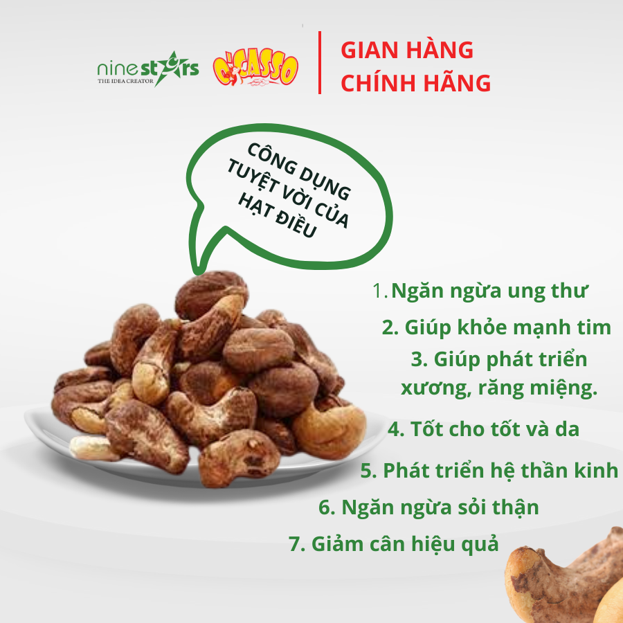 1Kg Hạt Điều Rang MuốiVỏ Lụa Loại Cồ O'Casso (2 hộp 500g