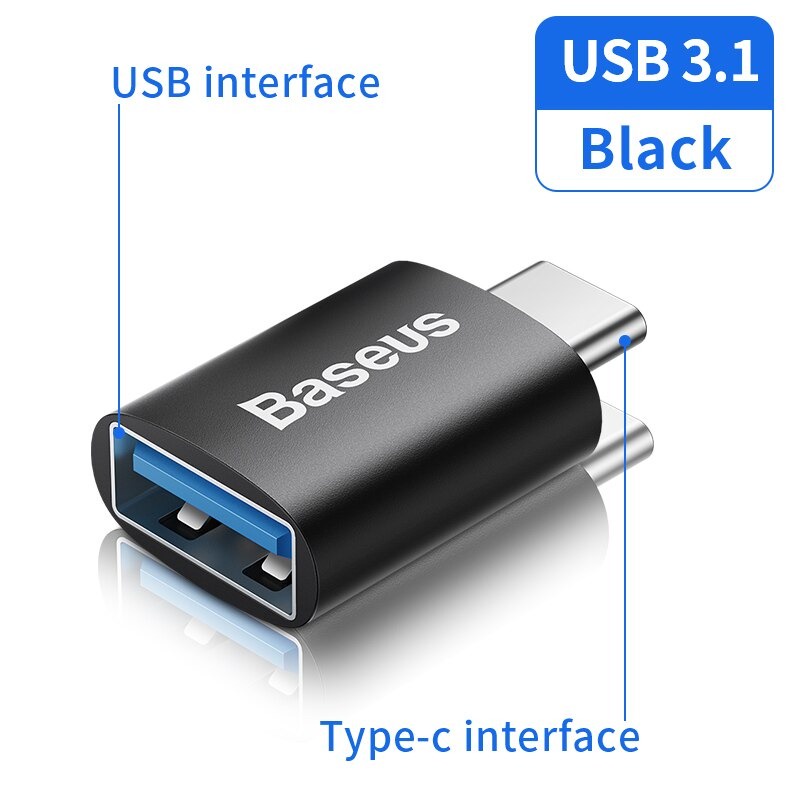 Đầu Chuyển Đổi OTG USB 3.1 Baseus Từ Type-C Ra USB/ USB Ra Type-C Cho Macbook Xiaomi Samsung 10Gbps - Hàng Chính Hãng