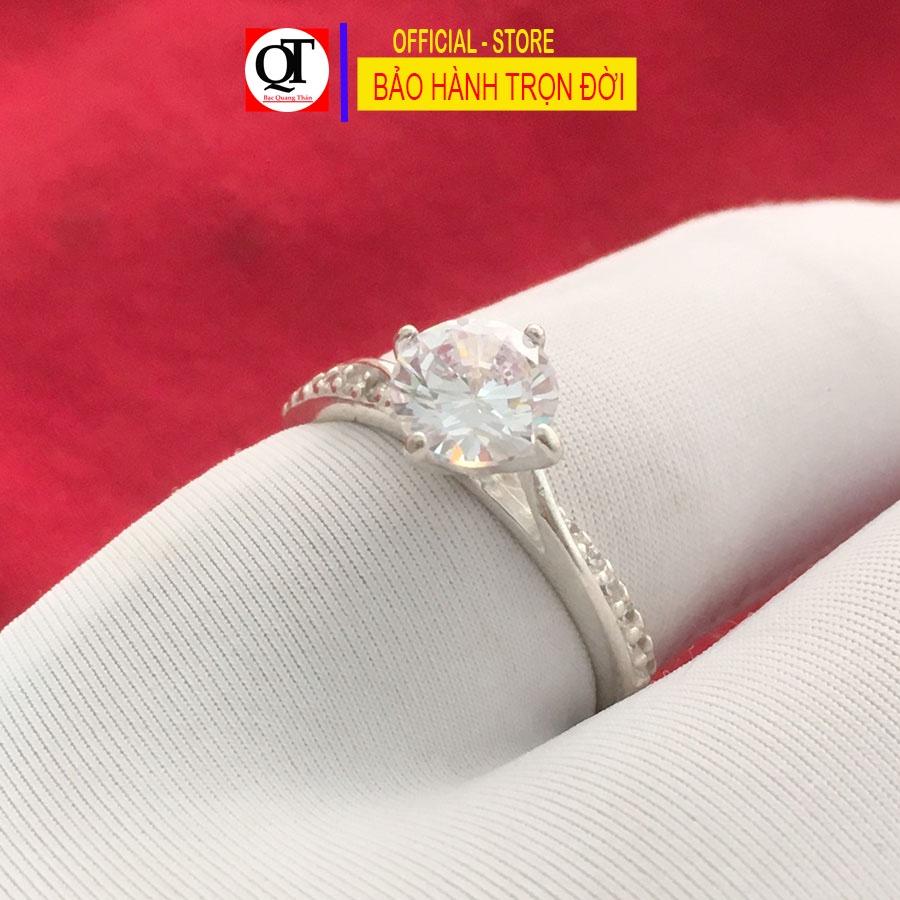 Nhẫn nữ Bạc Quang Thản gắn đá cobic trắng có thể chỉnh size theo yêu cầu - QTNU22