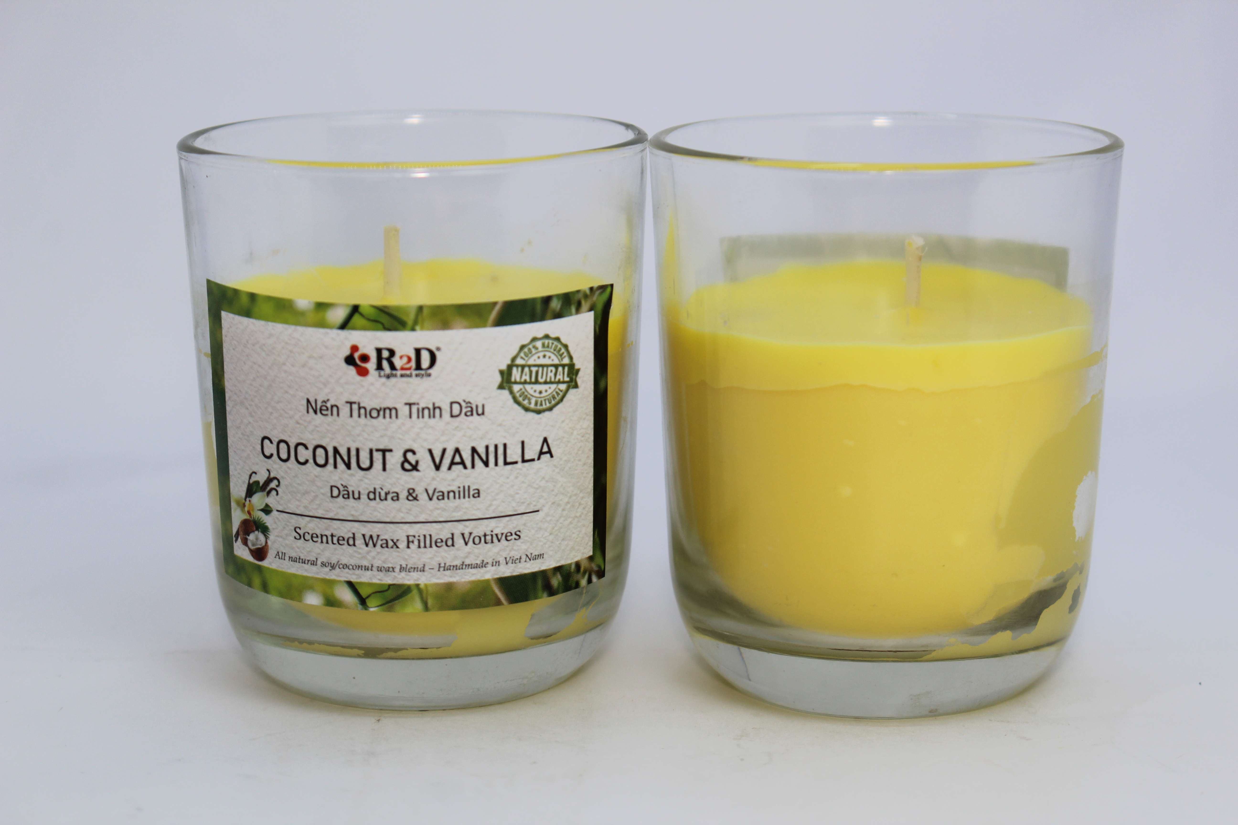 Nến Thơm, Tinh Dầu Coconut-Vanilla, Nến Thơm Phòng, [Ly 300g], Đến Từ Shop R2D, Làm Từ Thành Phần Tự Nhiên, Lành Tính