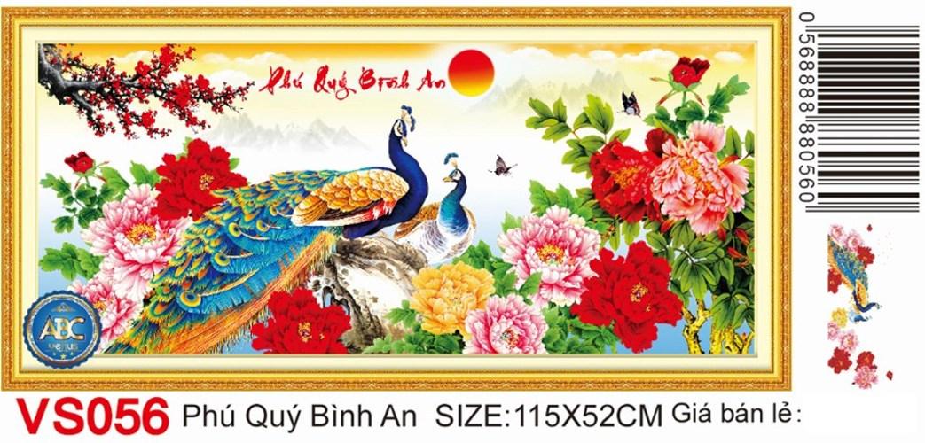 Tranh đính đá phú quí bình an VS056 - 115 x 52 cm - chưa đính