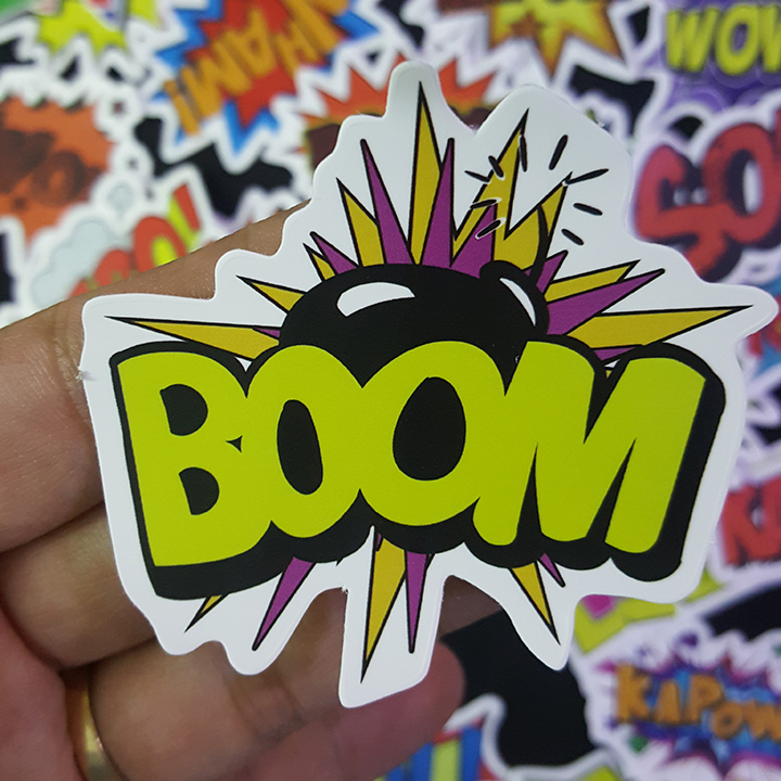 Bộ Sticker dán cao cấp chủ đề BOOM - Dùng dán Xe, dán mũ bảo hiểm, dán Laptop