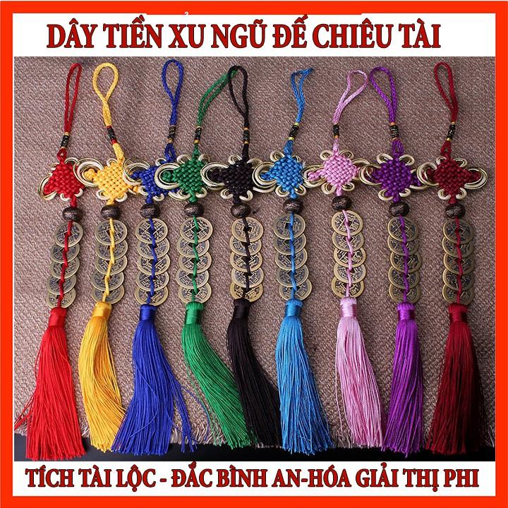 Dây Đồng Xu Ngũ Đế Chuỗi Đồng Tiền May Mắn, Treo Xe Oto, Treo Trong Nhà