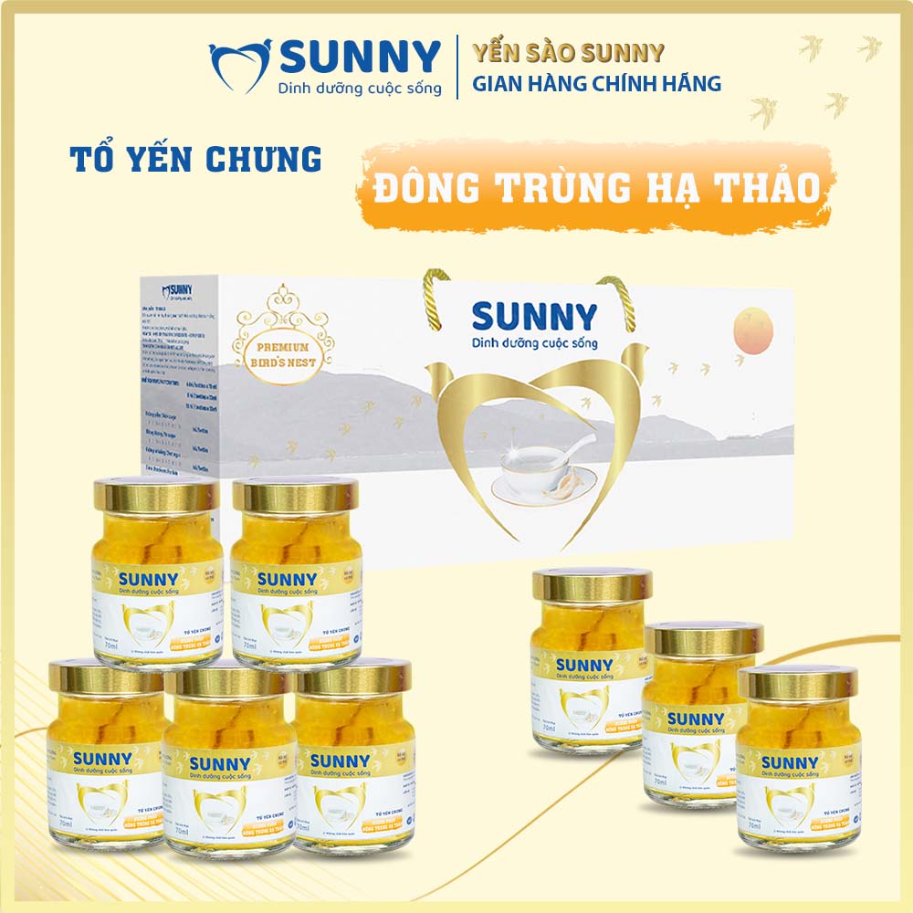 [Hộp 8] Yến đông trùng hạ thảo - Yến Sào Khánh Hòa chưng sẳn - 25% Yến thô - 70ml/hũ - Yến sào SUNNY