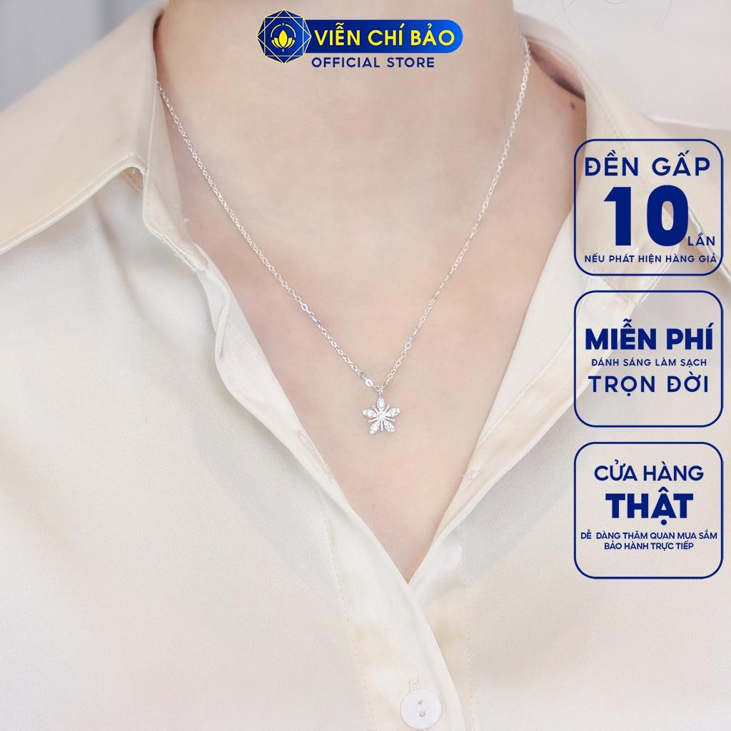 Dây chuyền bạc nữ Hoa Mai đính đá, vòng cổ nữ bạc 925 thời trang phụ kiện trang sức nữ Viễn Chí Bảo D400553