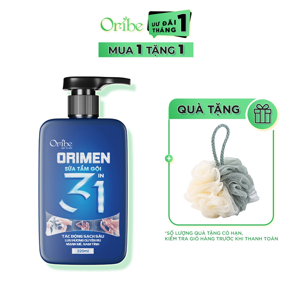 Sữa Tắm Gội Hương Nước Hoa Cao Cấp 3 in 1 Orimen 220ml
