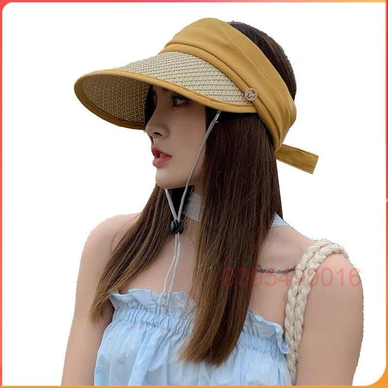 Mũ cói lưỡi trai Chống Nắng Tia Uv nửa đầu Vành rộng Nón hở chóp thời trang nhiều màu cho phái đẹp Phong cách hàn quốc