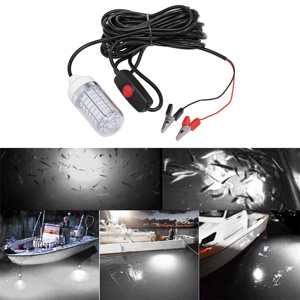 2x 12V 108 LEDs Submersible Fishing Light Underwater Fish Finder Lamp with 5m Cord And Battery Clip Fishing Light Boat Attract Fishes