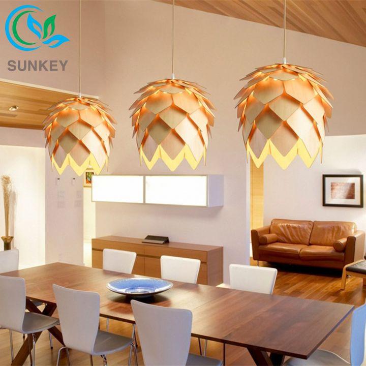 Đèn Gỗ Trang Trí Thả Trần Quả Thông - Kích Thước 50x45cm - Chất Liệu Gỗ Plywood Nhập Khẩu - Trang Trí Mọi Không Gian