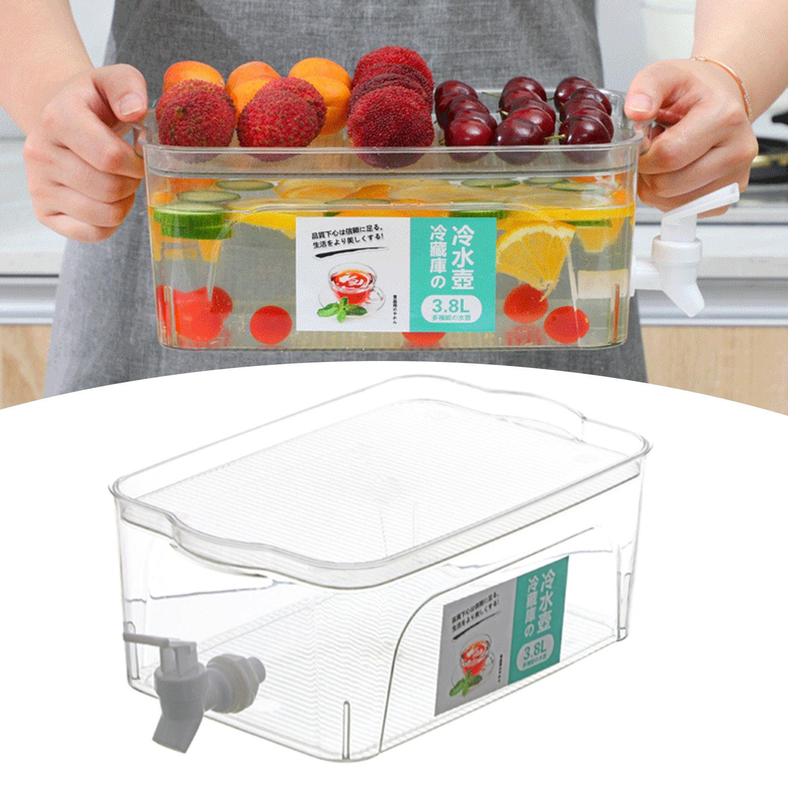 3.8L Beverage Dispenser Water Drink Bucket with Lid and Faucet Refrigerator