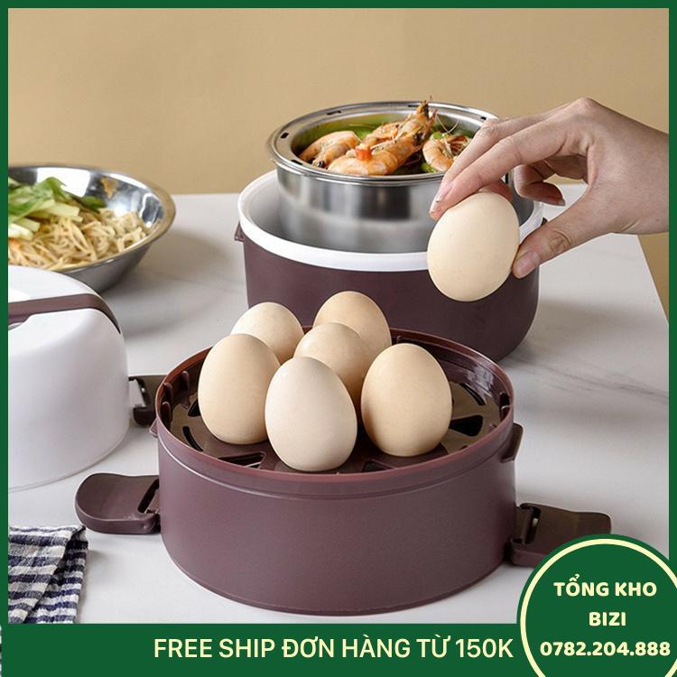Hộp Cơm Cắm Điện Giữ Nhiệt 3 Tầng Inox, Chức Năng Nấu Chín, Ủ Nóng Cơm, Thức Ăn Tặng Kèm Móc Khóa Shopping Online - Free Ship Toàn Quốc