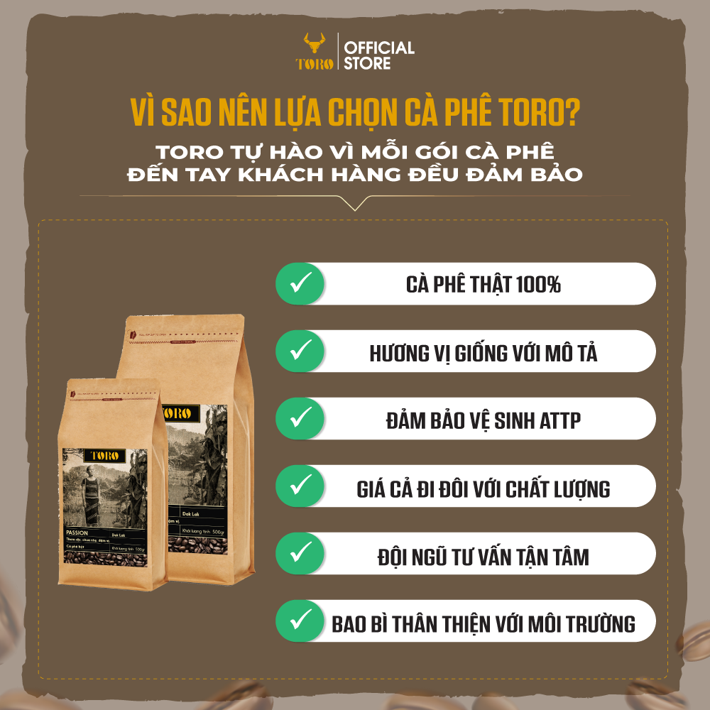 Bộ 2 Cà Phê Bột Toro Passion Nguyên Chất 100% | 500GR/Gói | TORO FARM