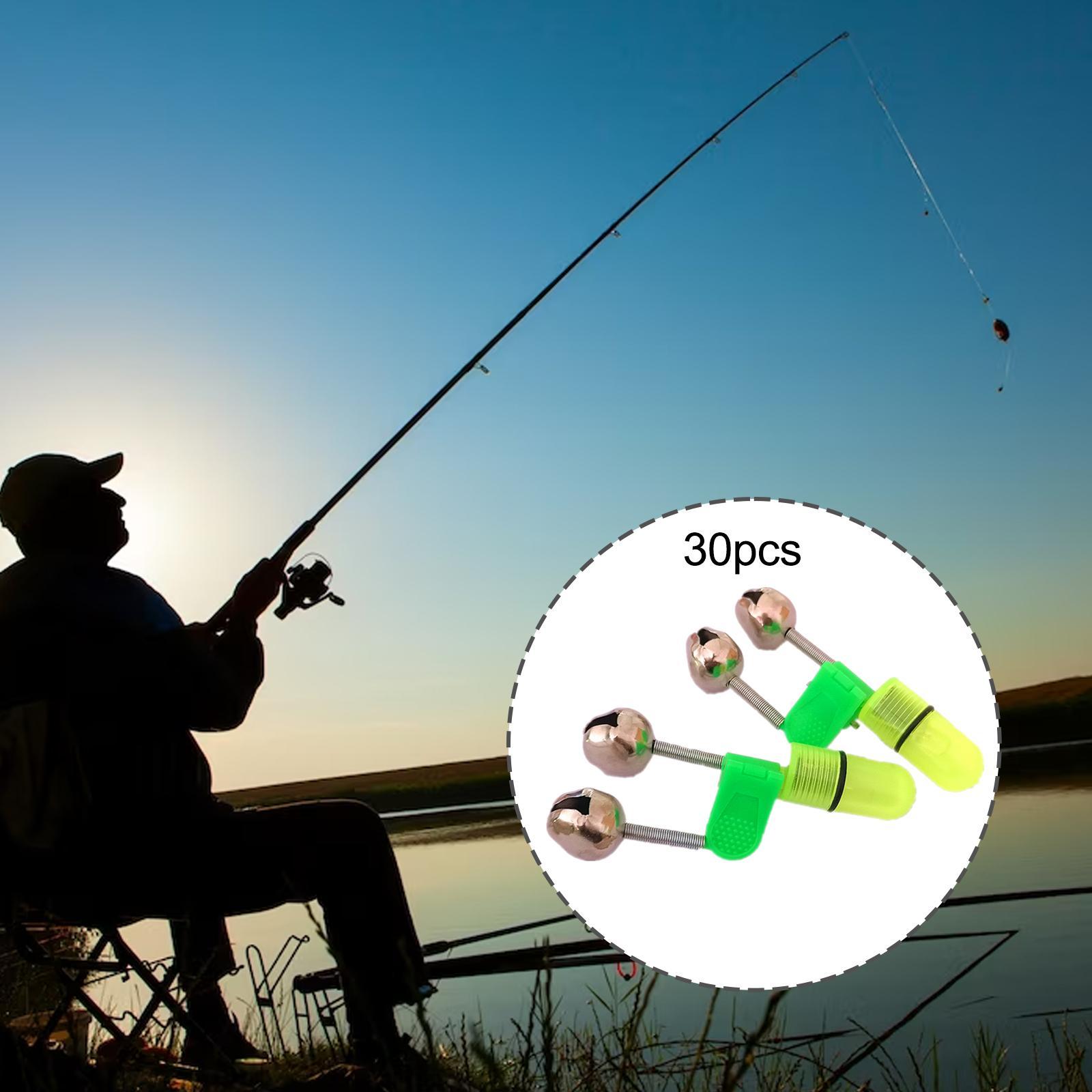 30Pcs Fishing Bells Indicator LED Dual Bells Alarm Clip for Night Fishing