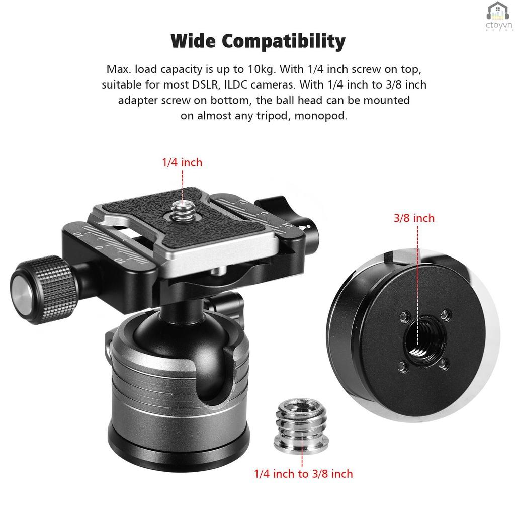 Đầu bi kép hợp kim nhôm CNC hình chữ U với ốc vít 1/4 inch cho máy ảnh DSLR ILDC tải trọng tối đa 10kg